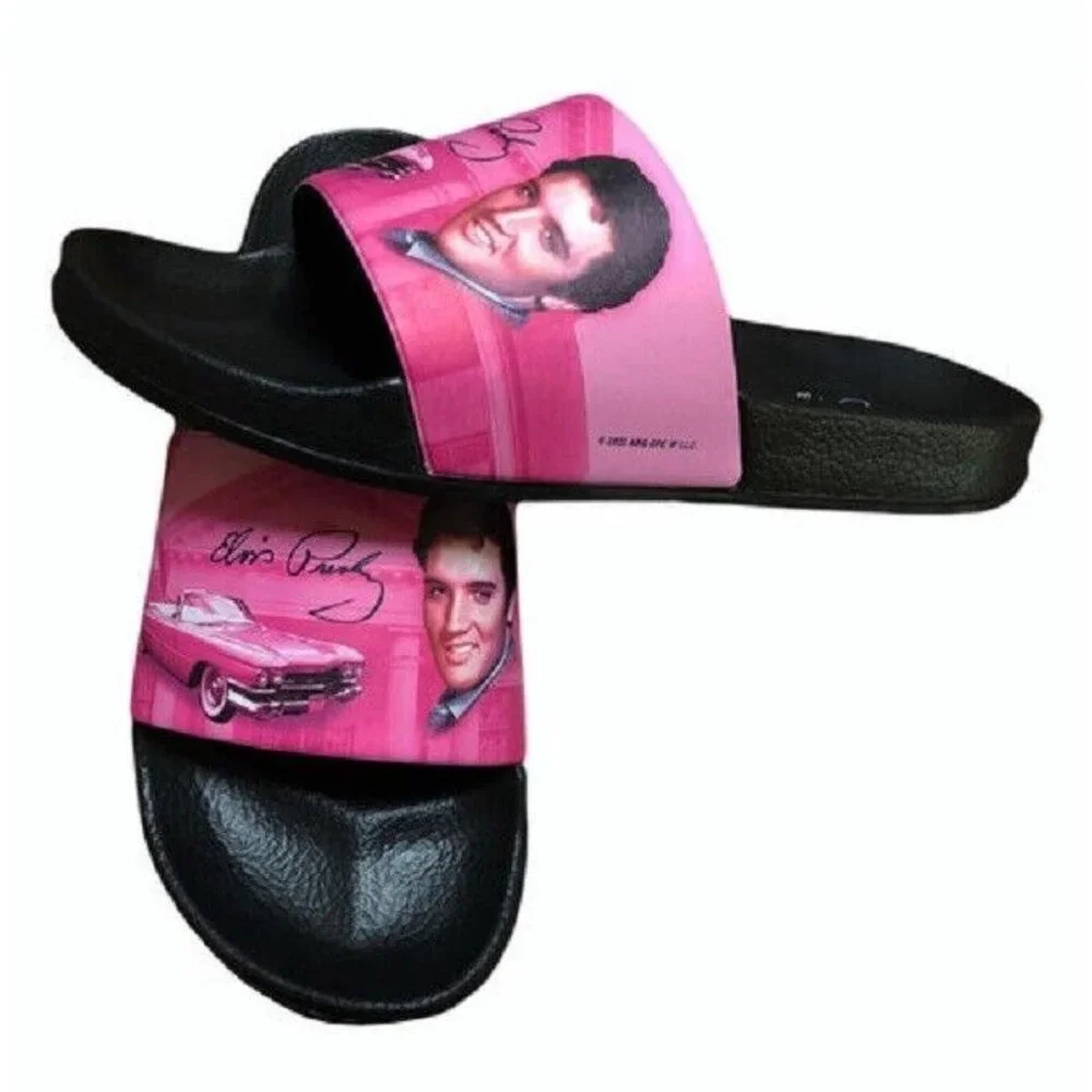 New 9 to 9.5 Pink Sandals Elvis Presley Slip On Cadillac Flip Flops Shoes NIP - Picture 2 of 4
